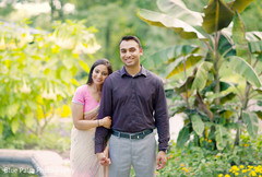 This adorable Indian bride and groom take super sweet outdoor portraits to celebrate their engagement.