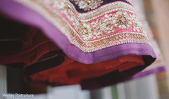 This Indian bride opts for a lovely purple lengha for her wedding ceremony.