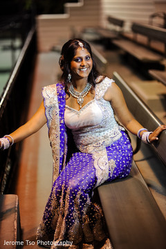 An Indian bride poses for reception portraits.