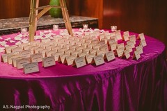 This Indian wedding reception features custom place cards.