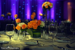 This Indian wedding reception is a beautiful affair with lovely decor.