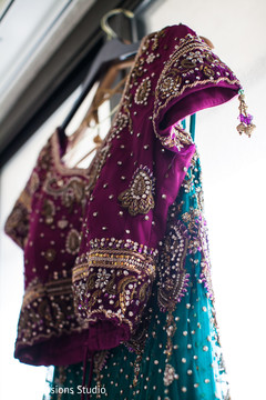 An Indian bride and groom celebrate at their wedding reception!