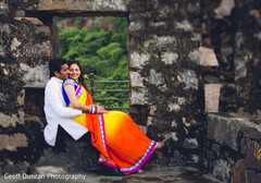 This Indian bride and groom celebrate their wedding with lovely portraits.