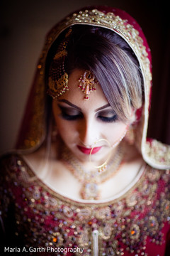 This Pakistani bride opts for beautiful hair and makeup for her wedding day.