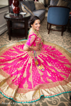 This Indian bride is all dolled up for her wedding ceremony.