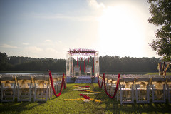 This Indian wedding features a beautiful mandap.