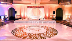 This beautiful Indian wedding reception features a gorgeous sweetheart stage.