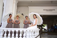 This bride and her bridesmaids pose for beautiful wedding portraits.