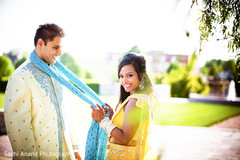 An Indian bride and groom are sunshine sweet at their pre-wedding celebrations!