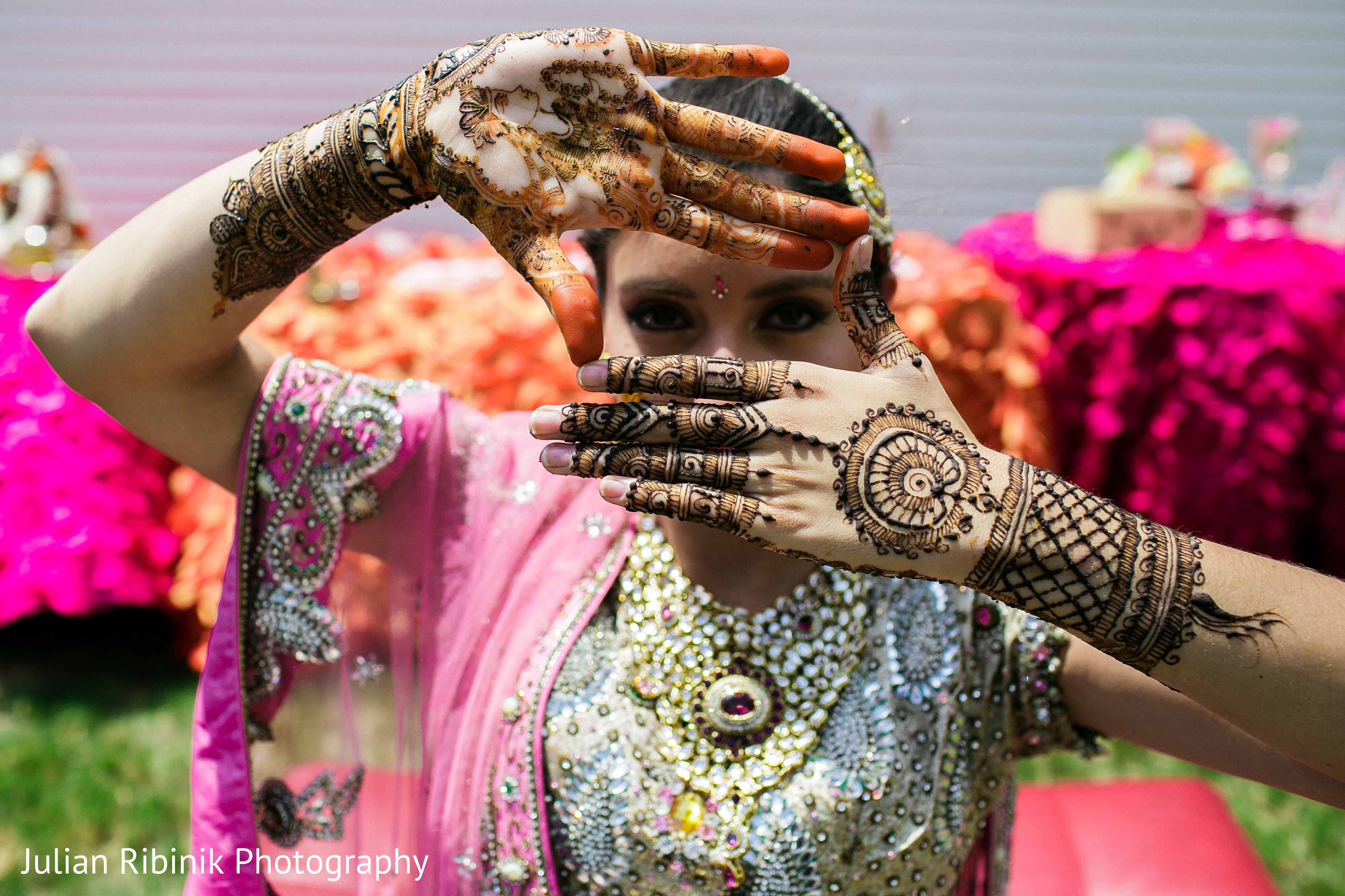 Mehndi Details In Indian Bridal Shower Inspiration Shoot By Julian   24332 Bridal Shower 0140 Orig 