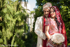 The couple takes portrait.