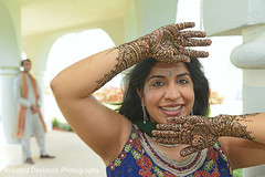 An Indian bride and groom celebrate their pre-wedding festivities in Grand Cayman.