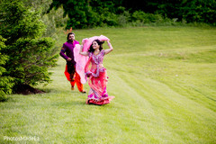 The couple take portraits before their traditional Indian ceremony.