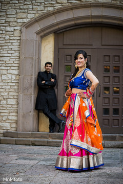 The couple takes portraits before the reception.