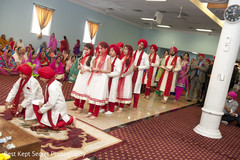 An Indian bride and groom wed in a Sikh ceremony.