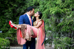 The couple takes reception portraits.