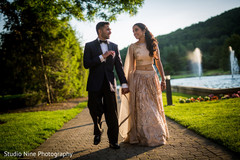 The couple show off their reception fashion!