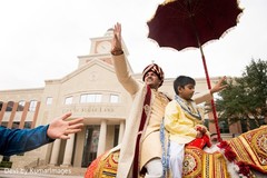 The groom celebrating at the baraat!