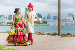 The couple poses for a first look photo session.