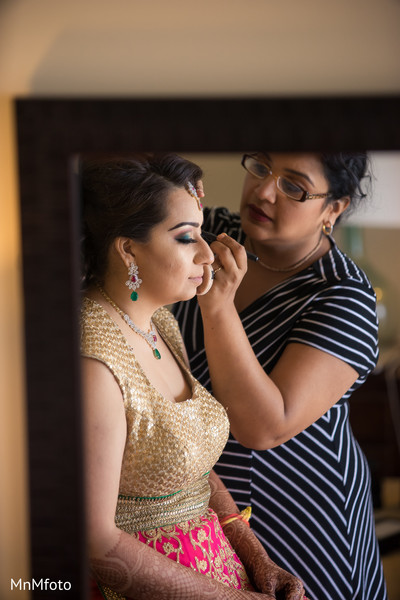 Indian bride getting ready