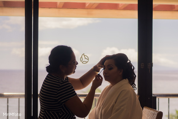 Indian bride getting ready