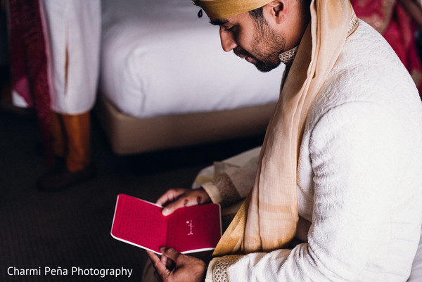 Indian groom getting ready