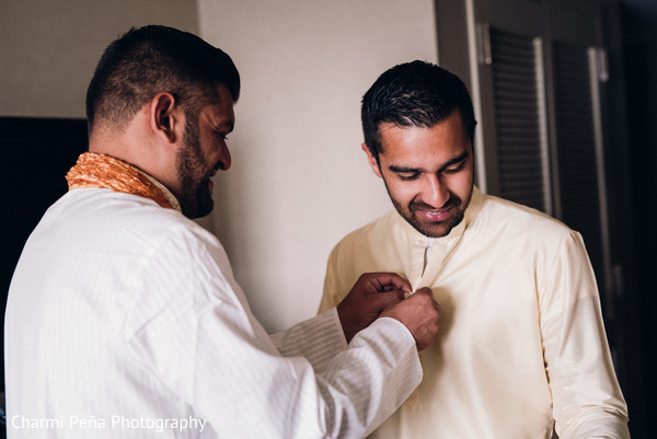 Indian groom getting ready