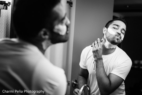 Indian groom getting ready