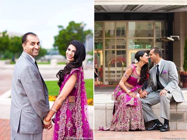 An Indian bride and groom celebrate their big day with Indian wedding photos.