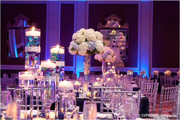 Modern Indian wedding decorations fill this classy Indian wedding venue.