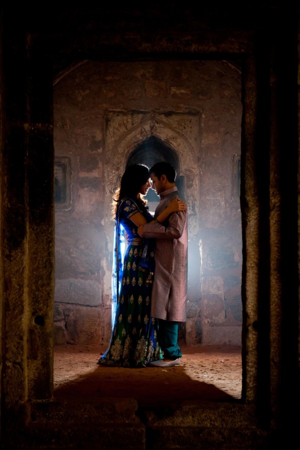 An Indian bride and groom at their unique Indian wedding venue.