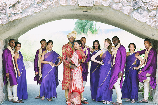 A fusion Indian wedding and the bridal party.