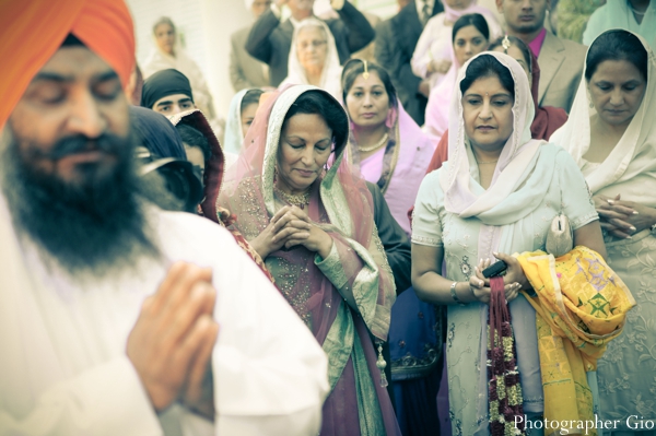 Friends and family at a Sikh indian wedding ceremony.