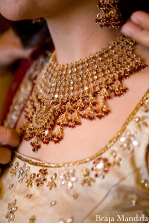 Indian bridal jewelry in a jewelry set with necklace.