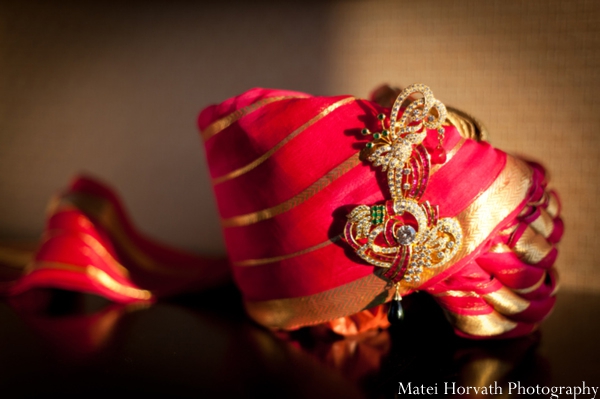 Close up of an Indian groom turban for traditional Indian wedding.