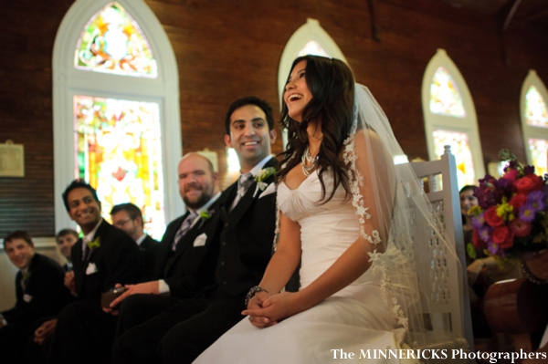 indian fusion wedding inside texas chapel.