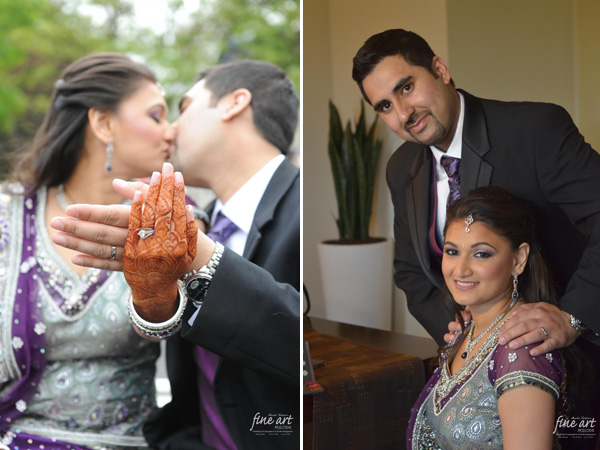 A modern Indian bride and groom before their Indian wedding reception.