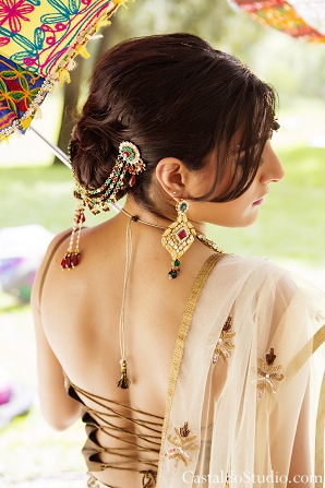 Indian bridal hair ideas with traditional indian wedding jewelry.