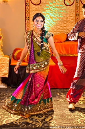 Indian bridal fashion at a garba Indian wedding.