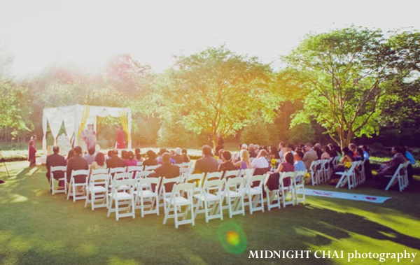 Outdoor indian wedding ceremony in a park.