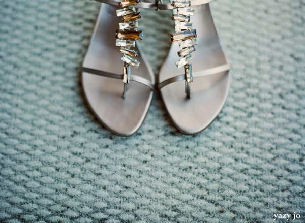 Indian bridal shoes in silver with stones.