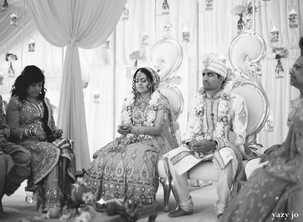 indian bride and groom at indian wedding ceremony