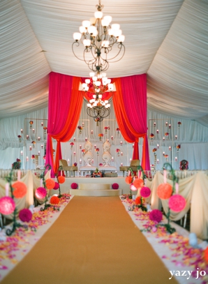 indian wedding ceremony design inspiration in pink and white