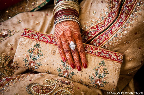 Pakistani bridal mehndi or henna on hands.